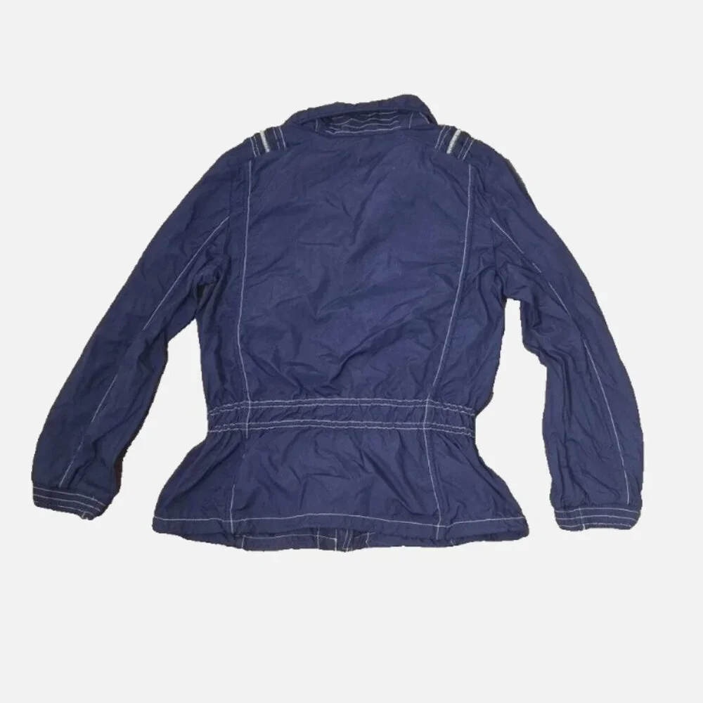 Ralph Lauren Girls Navy Packable Raincoat M 10/12 Water Repellent Zip Jacket